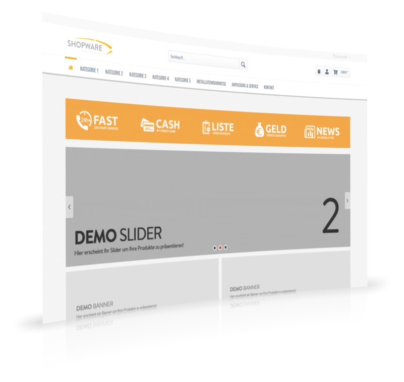 Shopware Theme SunBeam (Kosmetik, Urlaub - orange-grau)
